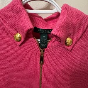 Lauren Ralph Lauren Pink Sweater with Gold Accents